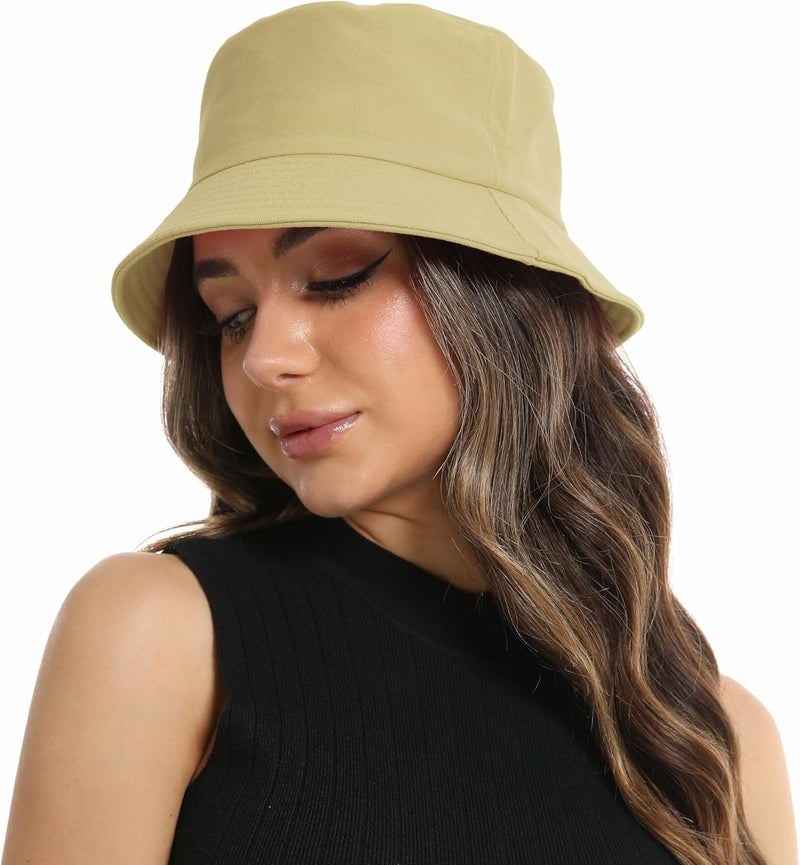 Wheebo Solid Color Bucket Hat for Women Summer Beach Fishmen Hat for Lady Adult Unisex Cotton Cap…… - Image 2